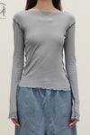 BASERANGE Ribbed Long Sleeve Top T-shirt TTVL Series Collection France BAS-TTVL-RB-SP25-BOW LBUE